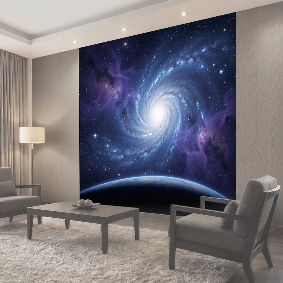 Фотообои Звездный вихрь над горизонтом Земли