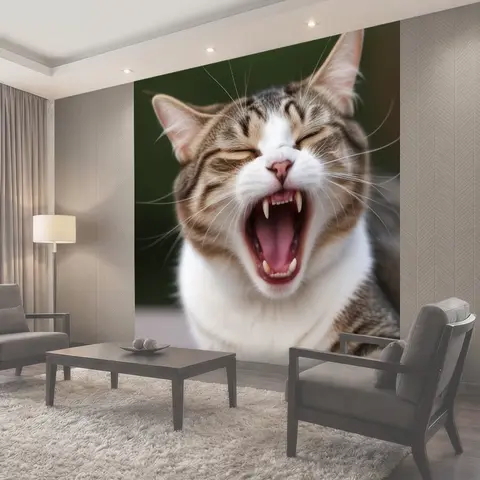 Фотообои Зевающий коты домашние питомцы