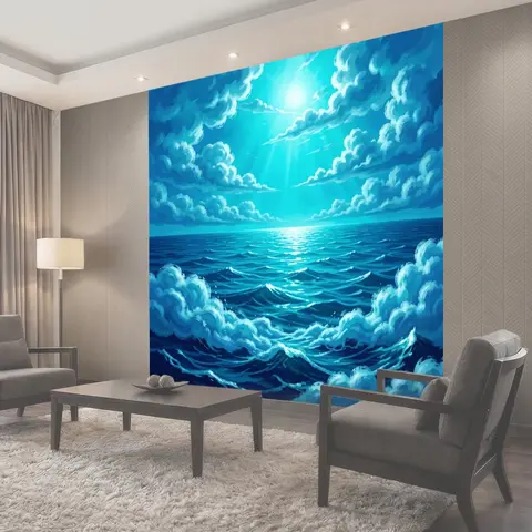 Фотообои Морская буря и лучи солнца
