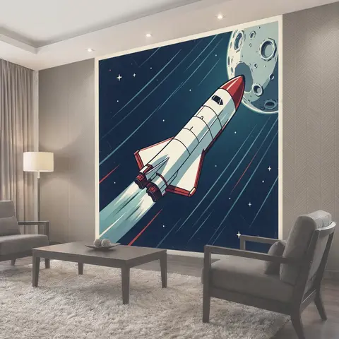 Фотообои Космический шаттл у Луны