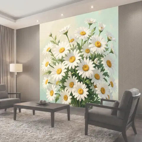 Фотообои Букет ромашек на светлом фоне