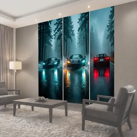 Фотообои Спортивный автомобиль в тумане