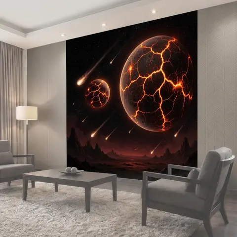 Фотообои Раскаленные планеты и метеоры