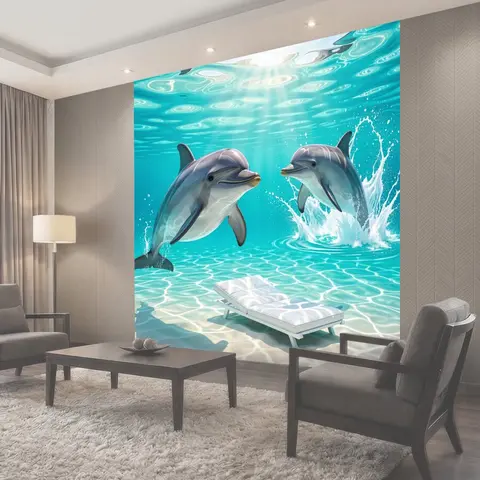 Фотообои Дельфины в бирюзовом море