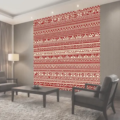 Фотообои Красный этно-узор с геометрией