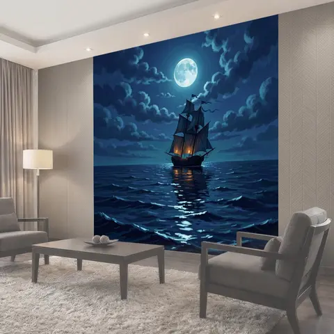 Фотообои Парусник на лунной воде