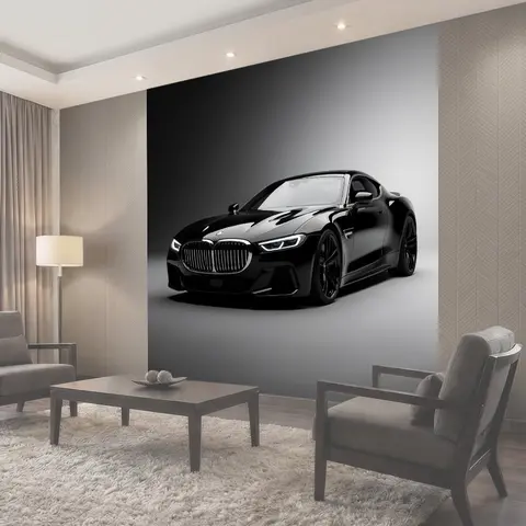 Фотообои Черный спортивный автомобиль на фоне градиента