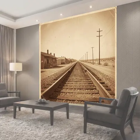 Фотообои Железная дорога в пустыне
