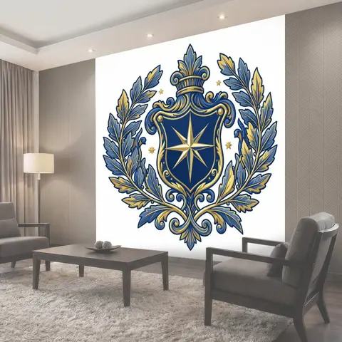 Фотообои Синий герб с золотой звездой