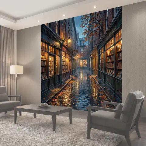 Фотообои Осенняя улочка книжных лавок