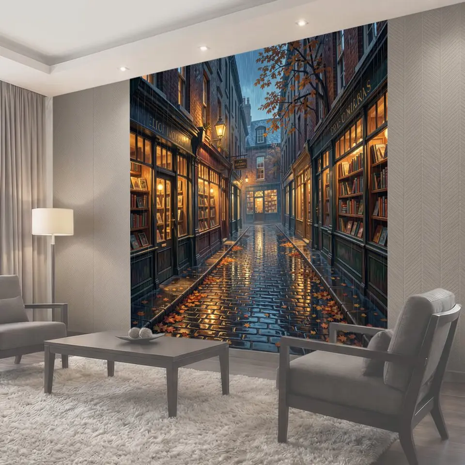 Фотообои Осенняя улочка книжных лавок