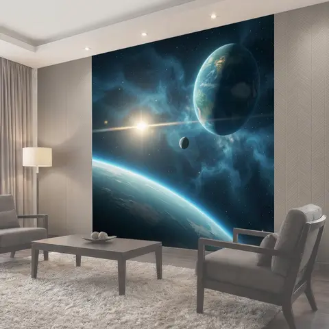 Фотообои Космос с Землей и Солнцем