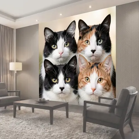 Фотообои Четыре кота в ряд