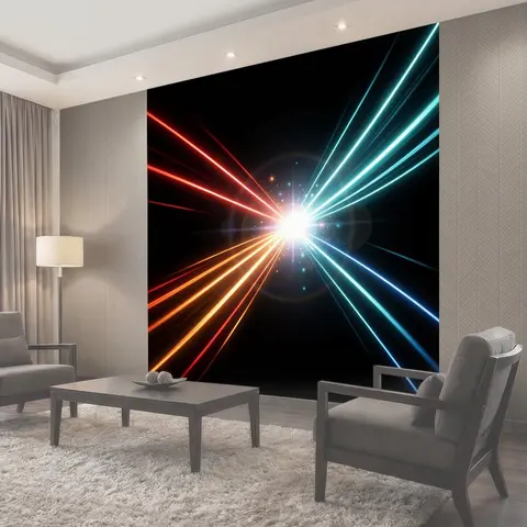 Фотообои Неоновые световые лучи в темноте