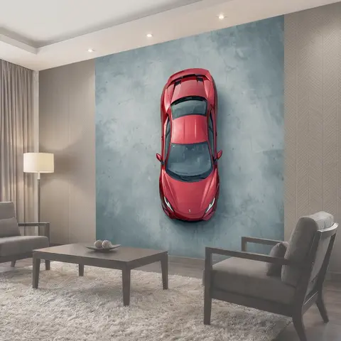Фотообои Красный спортивный автомобиль сверху