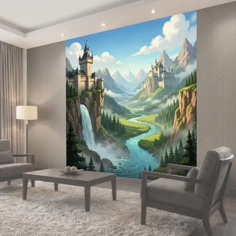 Фотообои Сказочный замок в горах