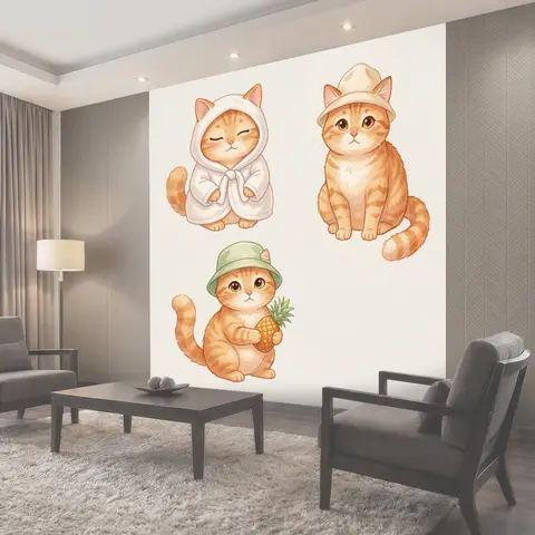 Фотообои Три милых котенка в шляпках