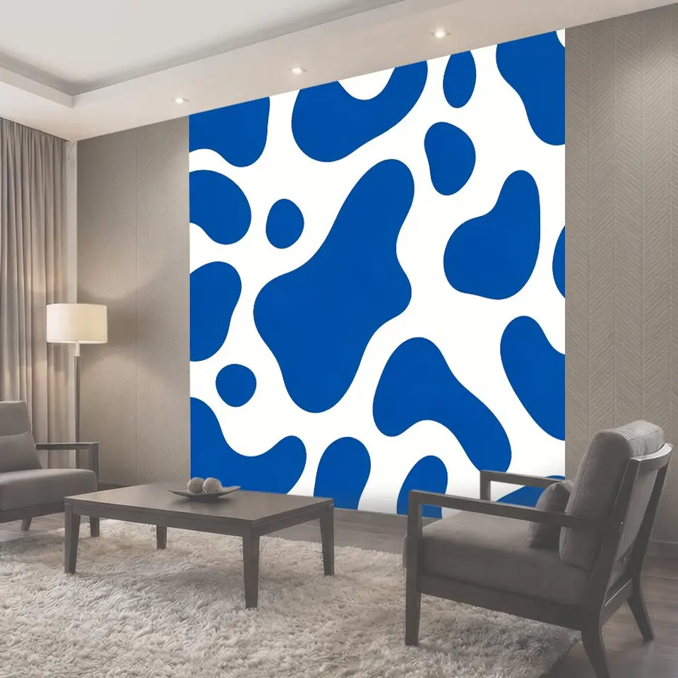 Фотообои Синие органические пятна на белом фоне