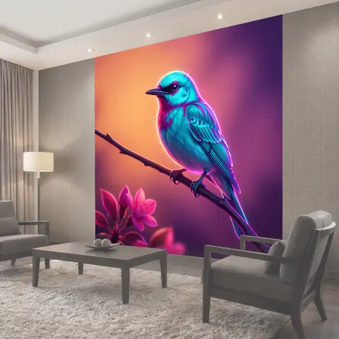 Фотообои Яркая птица на ветке