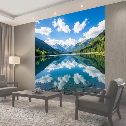 Фотообои Горное озеро с отражением неба