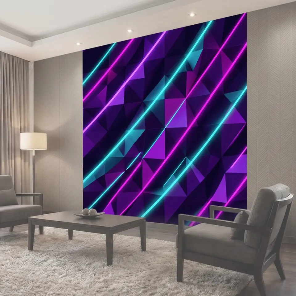 Фотообои Неоновые диагональные линии и грани