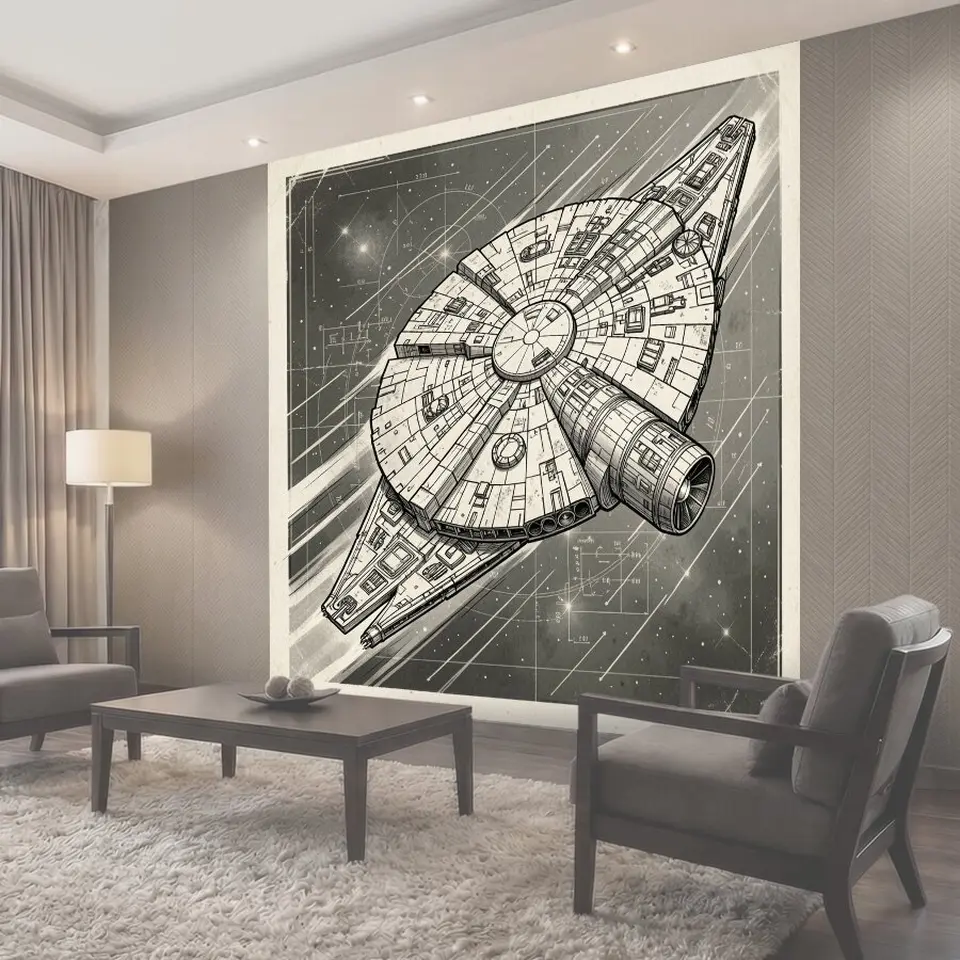 Фотообои Футуристический звездолет на орбите