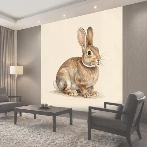Фотообои Акварельный кролик с длинными ушами