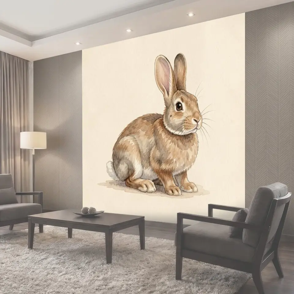 Фотообои Акварельный кролик с длинными ушами