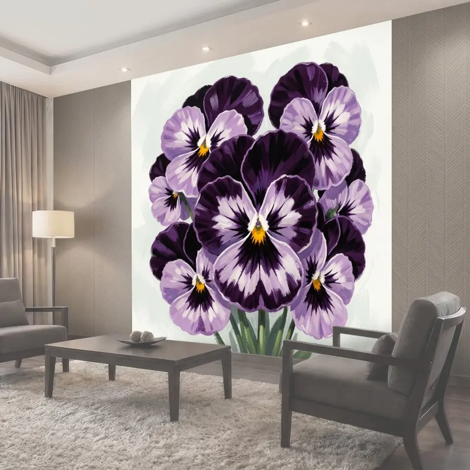 Фотообои Фиолетовые анютины глазки