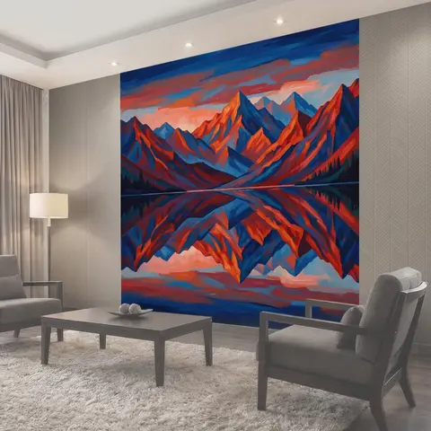 Фотообои Горные вершины и отражение