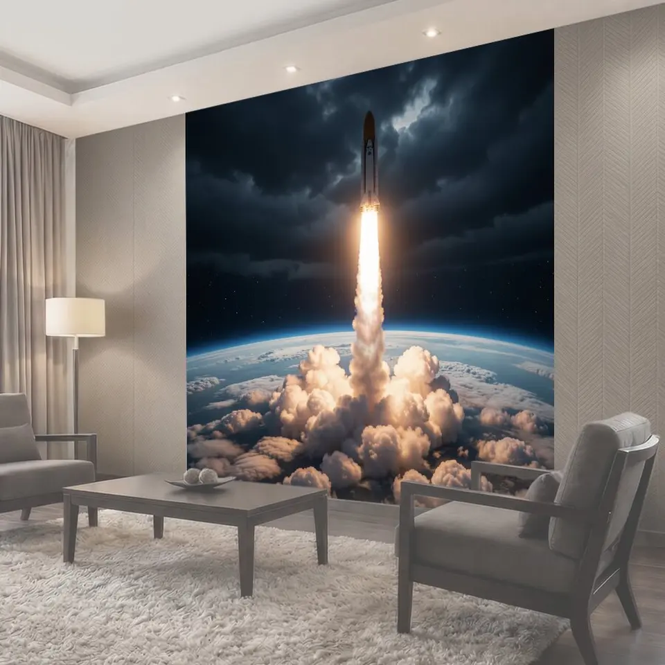 Фотообои Запуск космической ракеты над Землей
