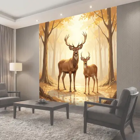 Фотообои Олени в осеннем лесу