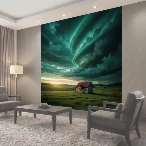 Фотообои Сельский домик перед штормом