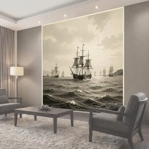 Фотообои Парусные корабли в море
