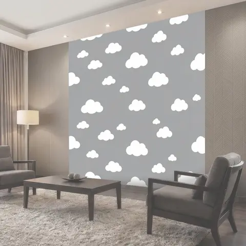 Фотообои Белые облака на сером фоне