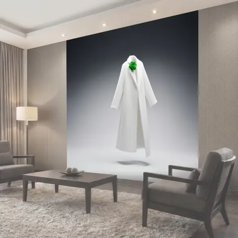 Фотообои Белый плащ с зелёной розой