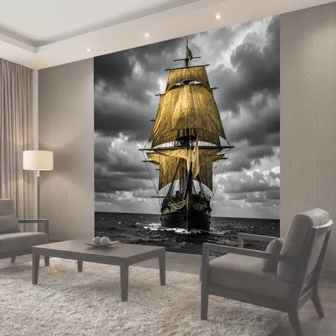 Фотообои Парусный корабль в бурном море