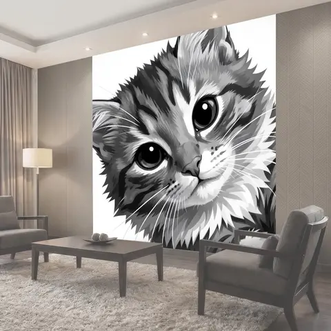 Фотообои Милый серый котенок крупным планом