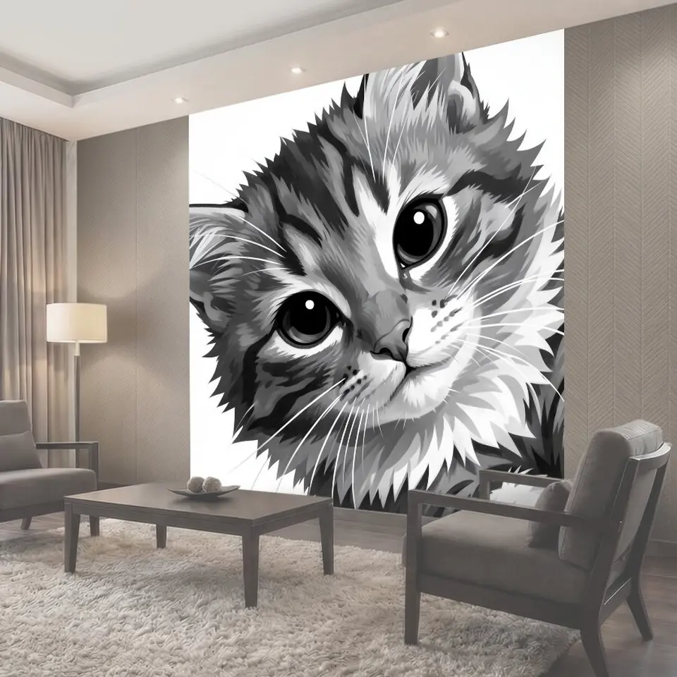 Фотообои Милый серый котенок крупным планом