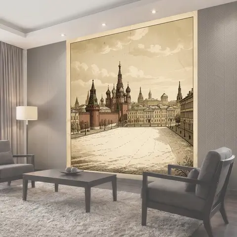 Фотообои Панорама Москвы с Кремлём