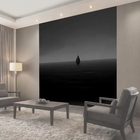 Фотообои Парусник в тёмном ночном море
