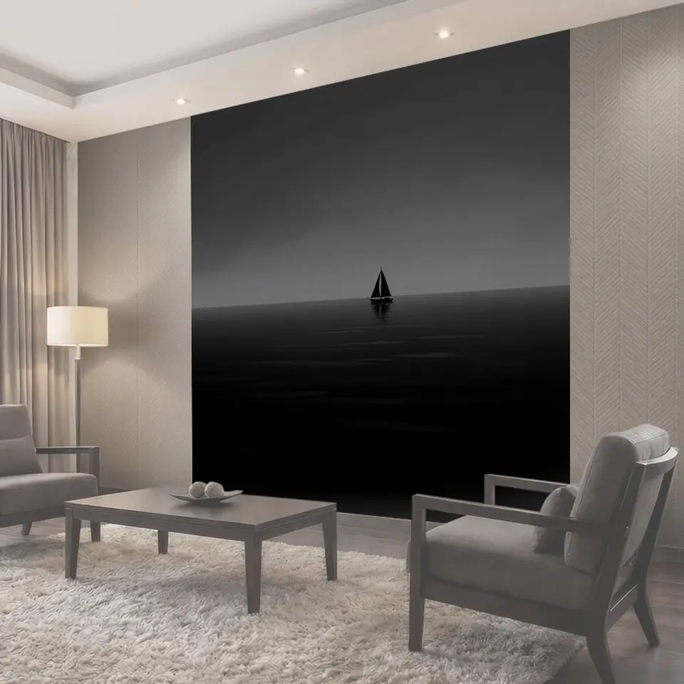 Фотообои Парусник в тёмном ночном море