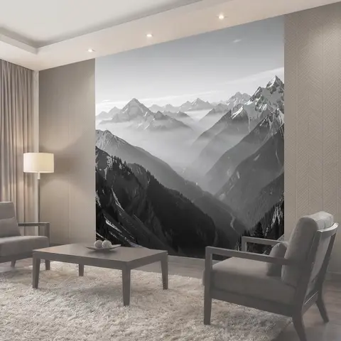 Фотообои Черно-белые горные хребты и долины
