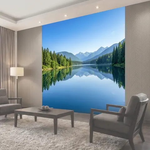 Фотообои Горное озеро с зеркальным отражением