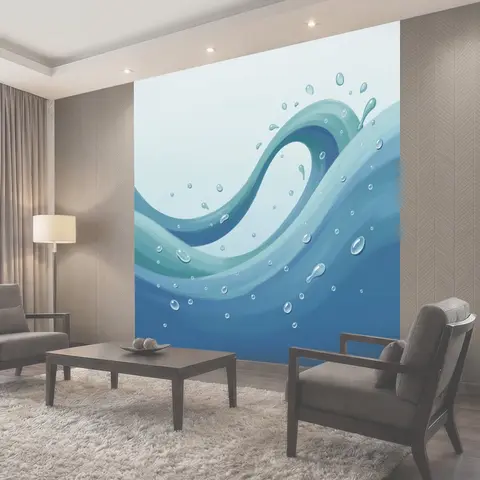 Фотообои Волны океана с каплями воды