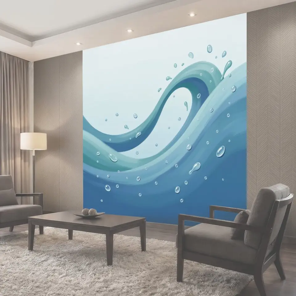 Фотообои Волны океана с каплями воды