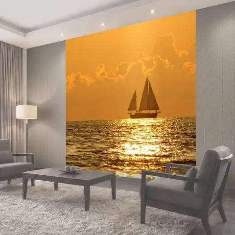 Фотообои Лодка, закат, море
