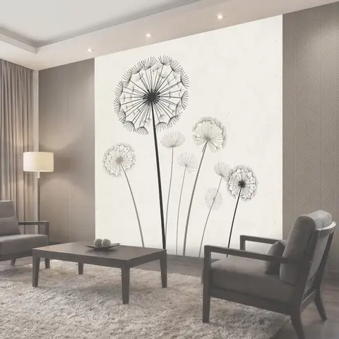Фотообои Минималистичные одуванчики на светлом фоне