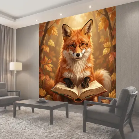 Фотообои Лиса в очках с книгой