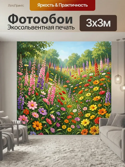 Фотообои Цветущее летнее поле